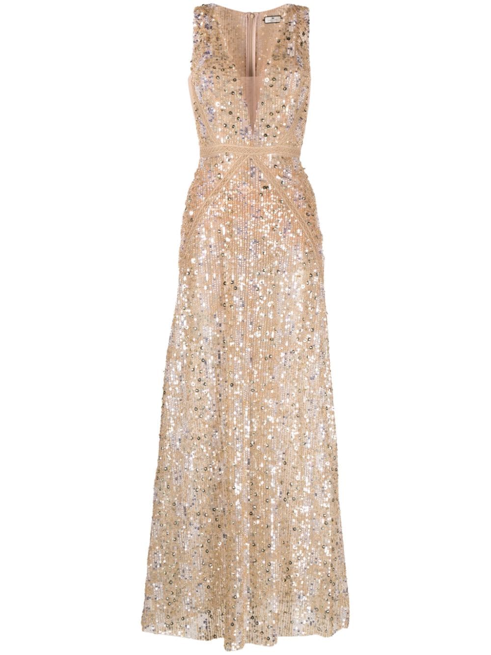 Elisabetta Franchi sequined sheer maxi dress - Neutrals von Elisabetta Franchi