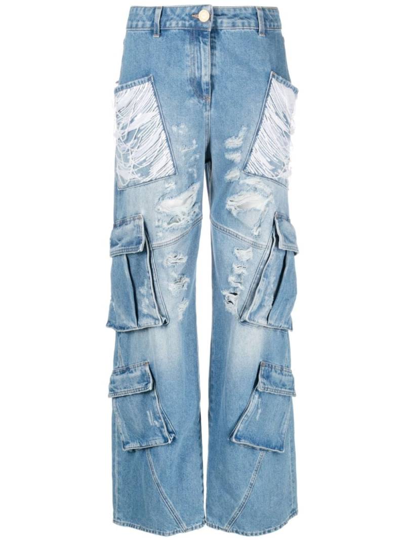Elisabetta Franchi sequined wide-leg cargo pants - Blue von Elisabetta Franchi