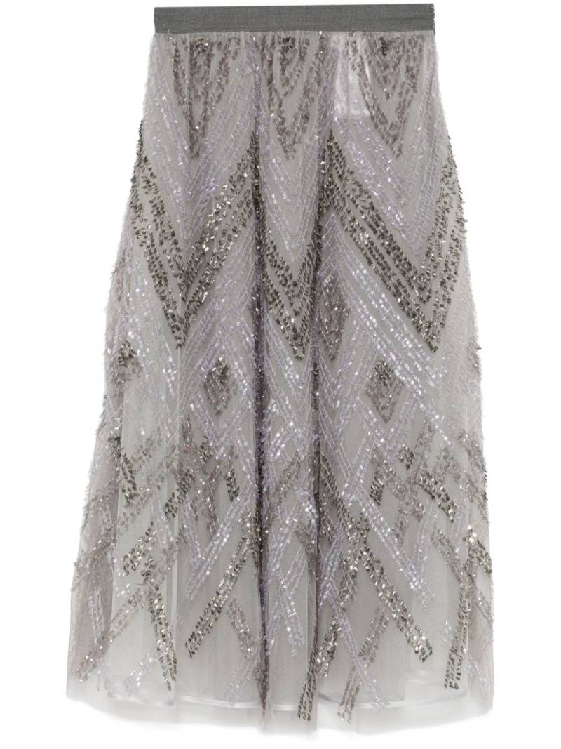 Elisabetta Franchi sequinned midi skirt - Grey von Elisabetta Franchi