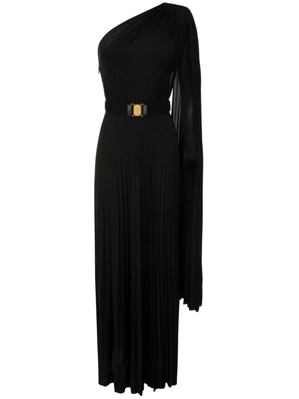 Elisabetta Franchi single long sleeve gathered maxi dress - Black von Elisabetta Franchi