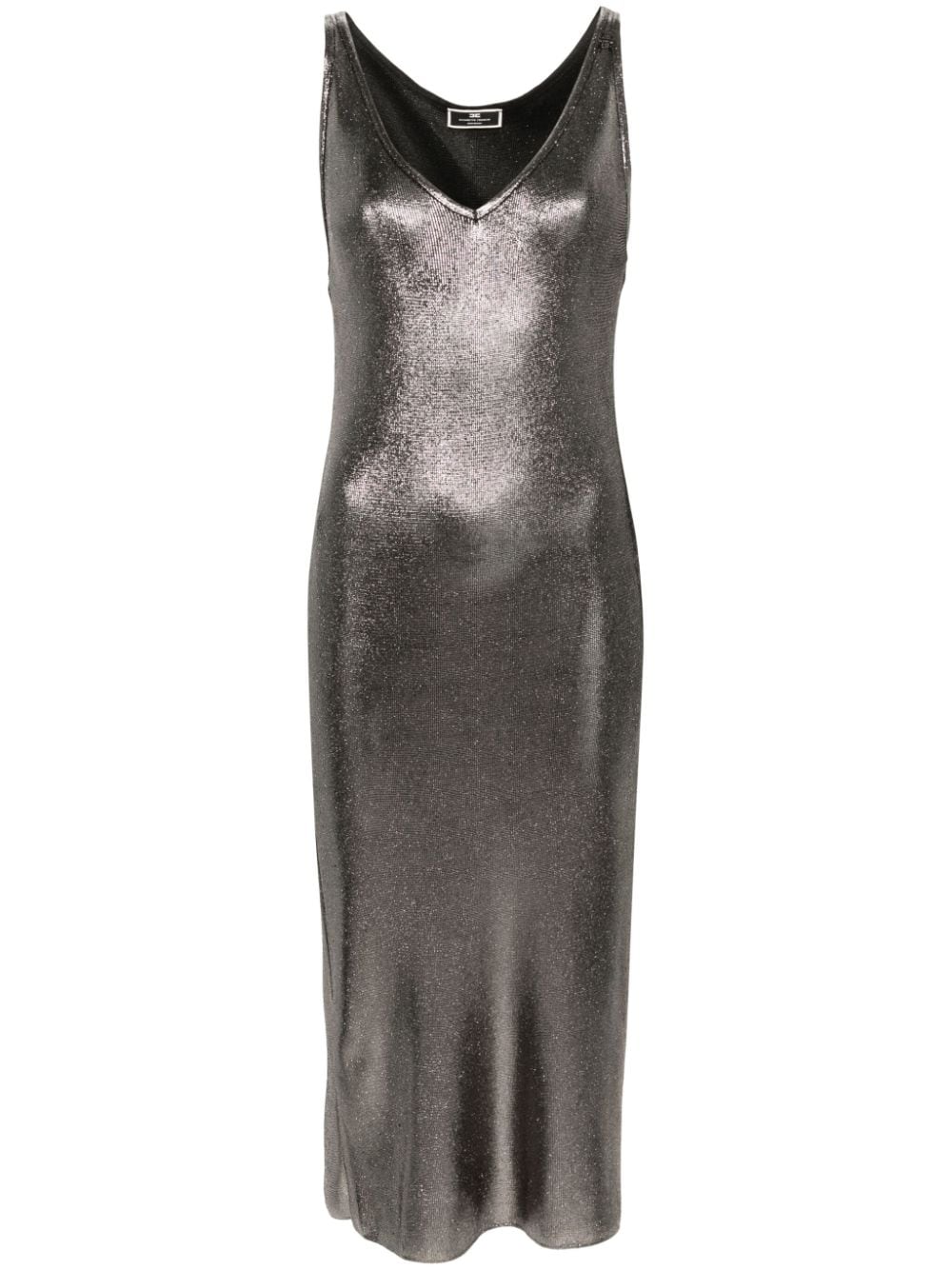 Elisabetta Franchi sleeveless laminated midi dress - Silver von Elisabetta Franchi