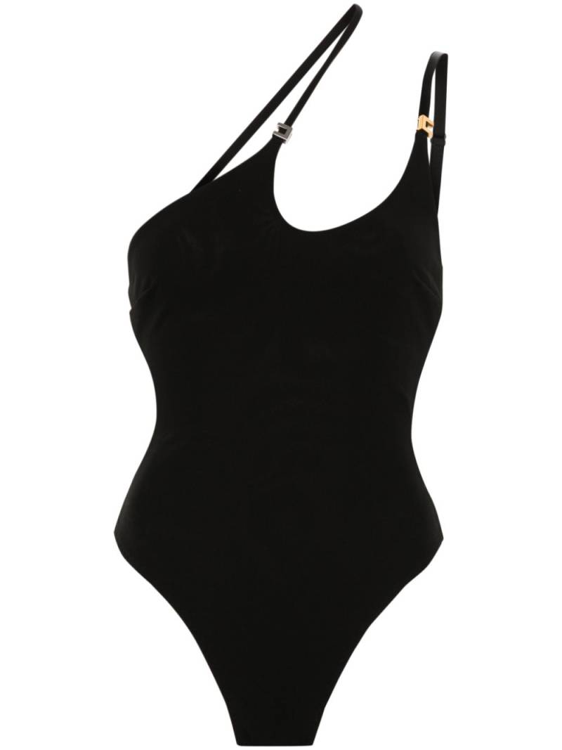 Elisabetta Franchi spaghetti-strap asymmetric bodysuit - Black von Elisabetta Franchi