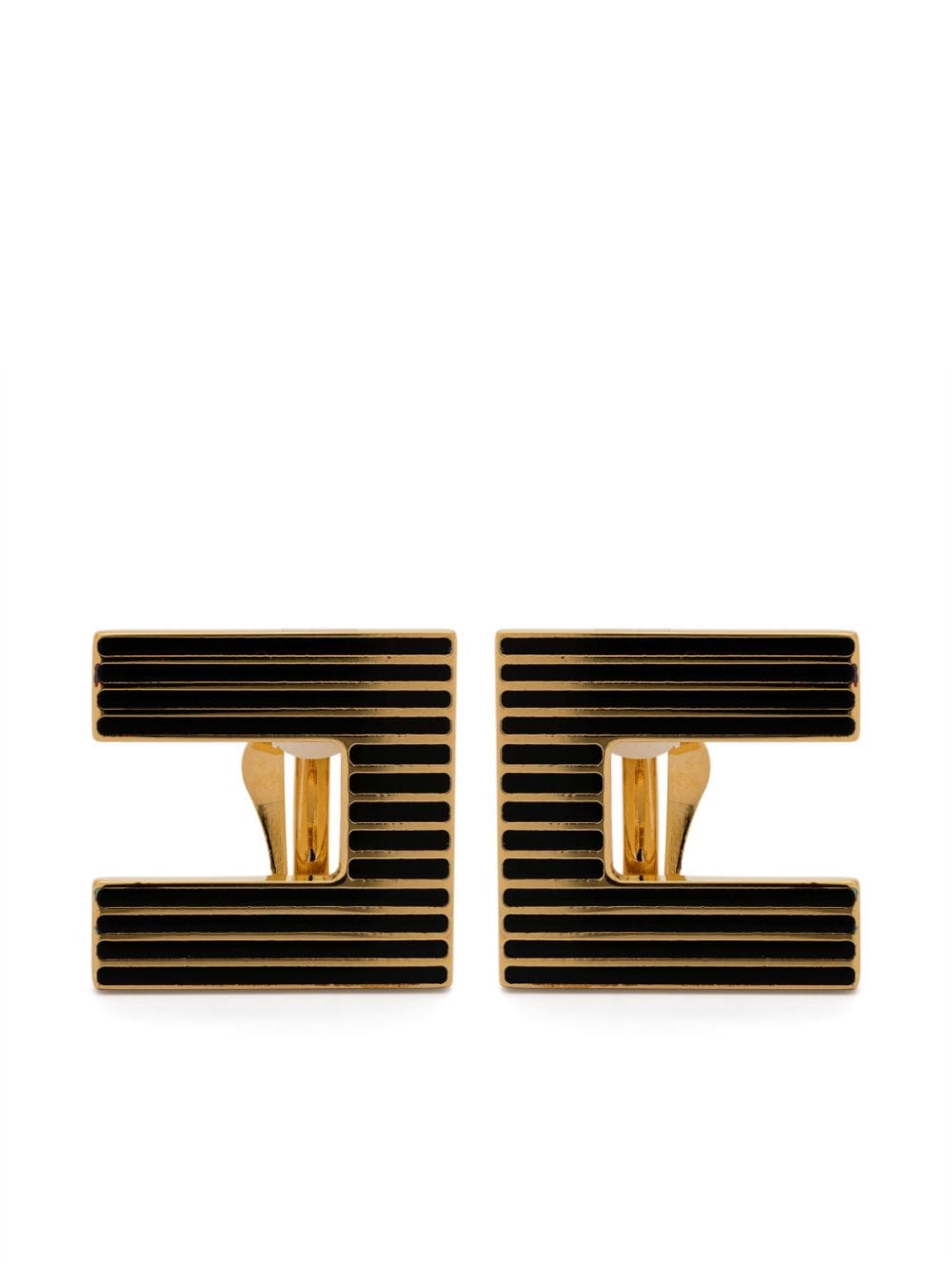 Elisabetta Franchi striped logo earrings - Gold von Elisabetta Franchi