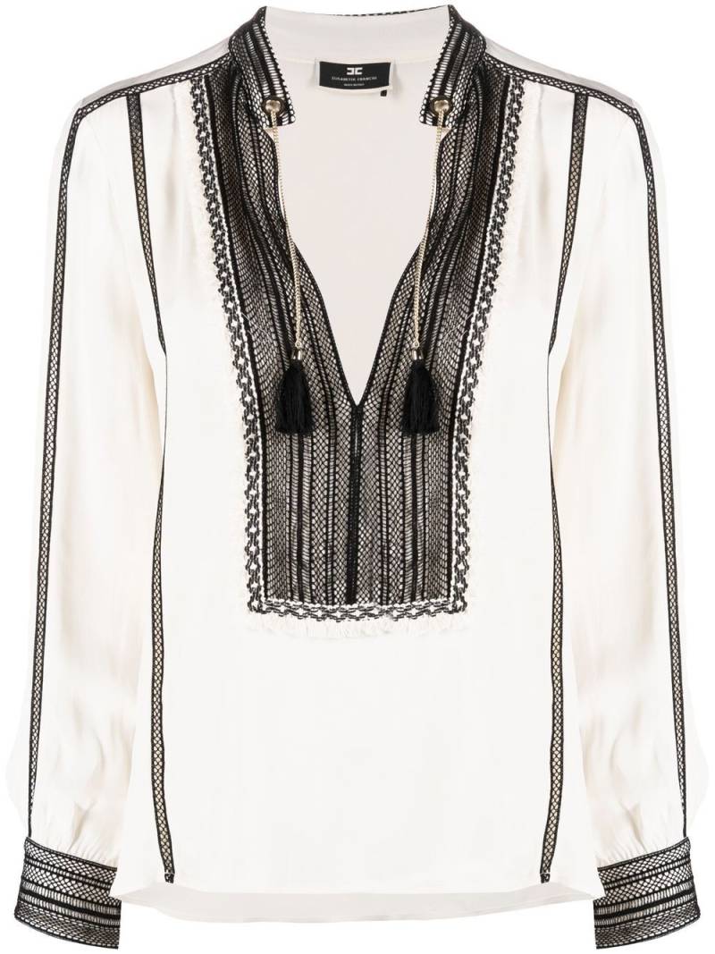 Elisabetta Franchi tassel-detail long-sleeve top - Neutrals von Elisabetta Franchi