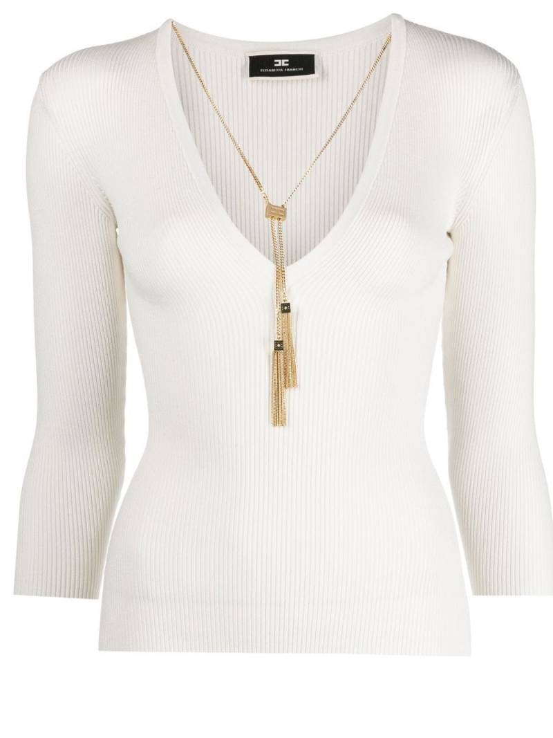 Elisabetta Franchi three-quarter sleeved knit jumper - White von Elisabetta Franchi