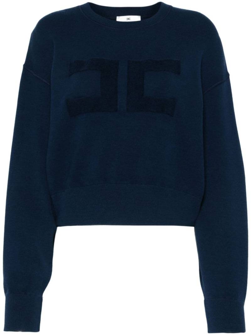 Elisabetta Franchi towelling-logo cropped sweater - Blue von Elisabetta Franchi