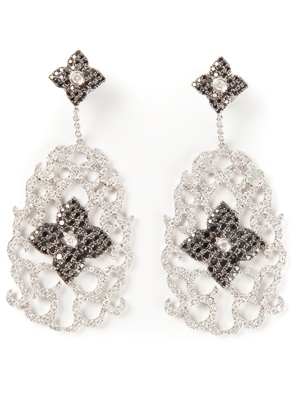 Elise Dray diamond floral pavé earrings - Metallic von Elise Dray