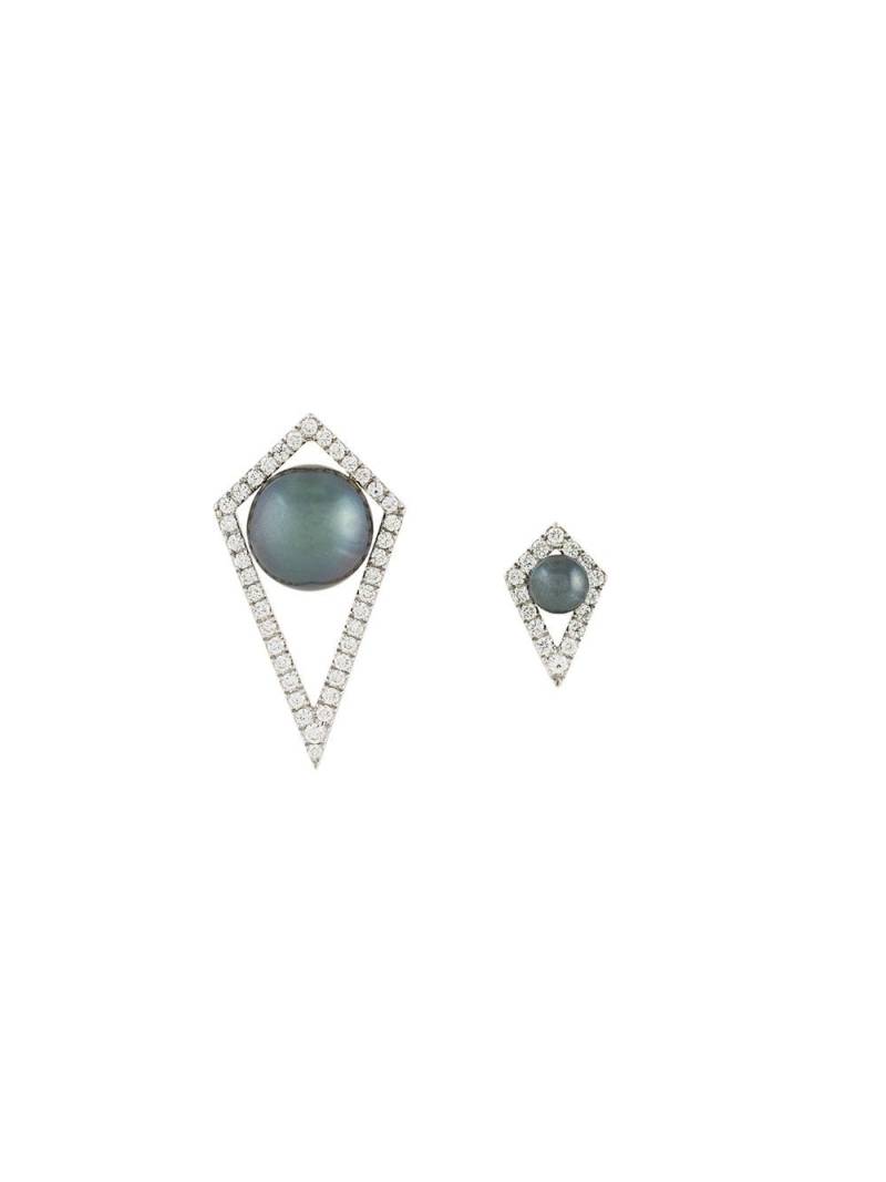 Elise Dray small and large diamond moon earrings - Grey von Elise Dray