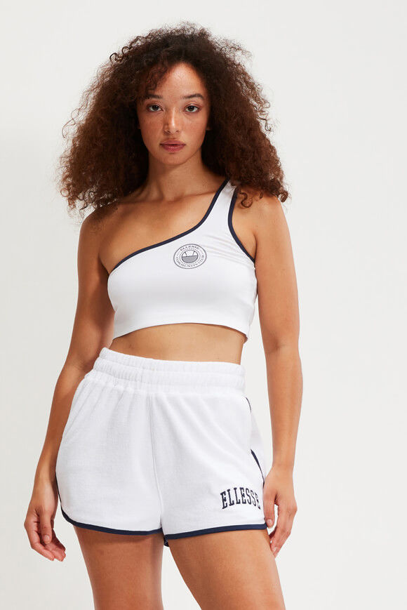 Ellesse One Shoulder Crop Top | White + Navy | Damen  | XS von Ellesse