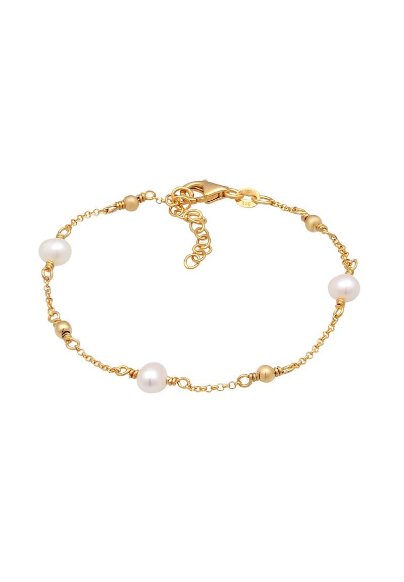 Armband Erbskette Kugeln Süßwasserzuchtperle Damen Gold 16cm von Elli