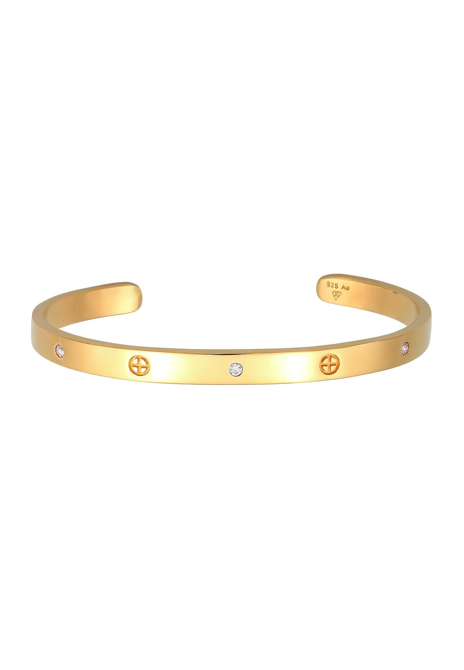 Armband Geo Bangle Kreuz Minimal Zirkonia 925 Silber Damen Gold 16cm von Elli