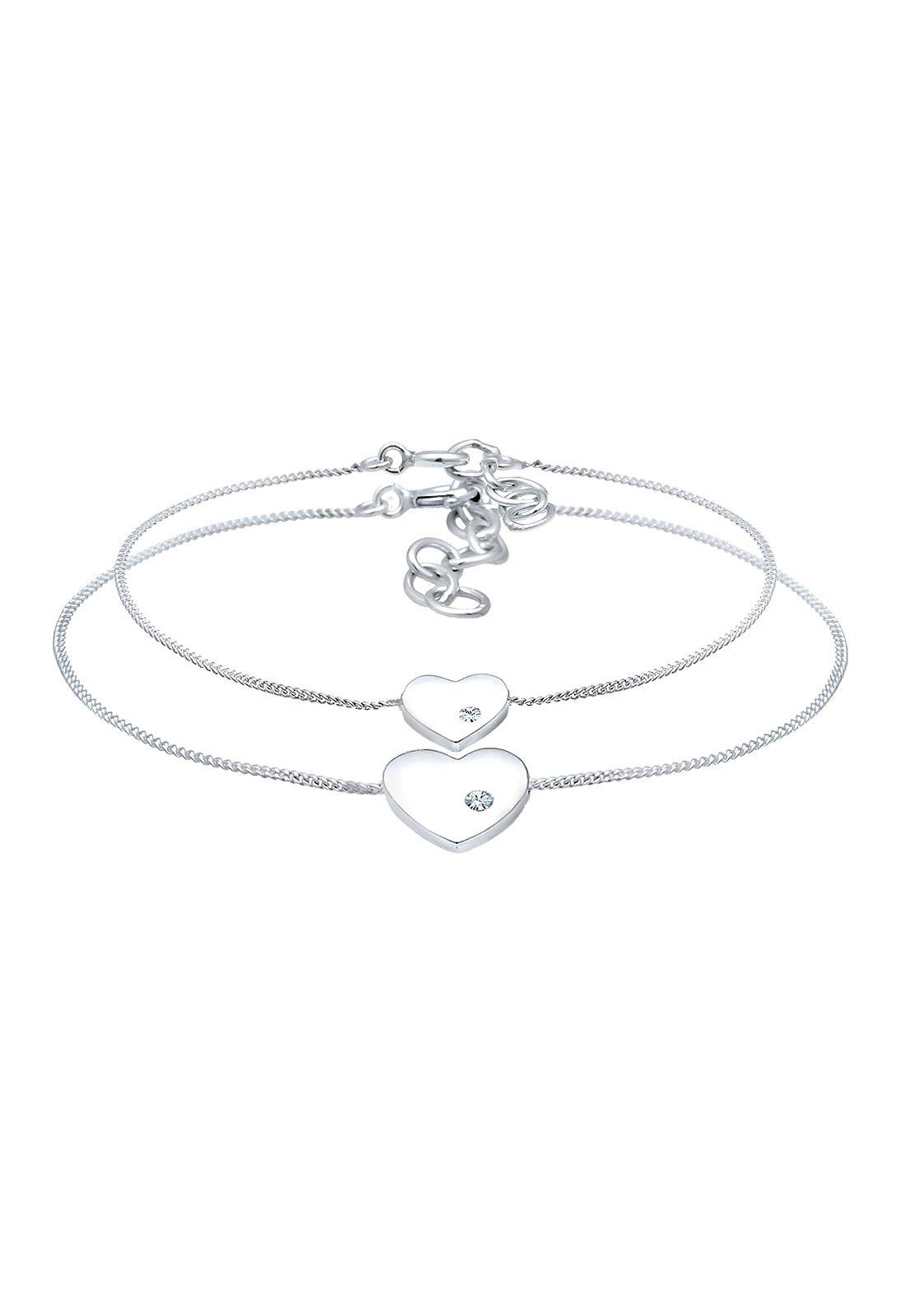 Elli - Armband Herz Mutter Kind Kristalle, 16cm, Silber von Elli