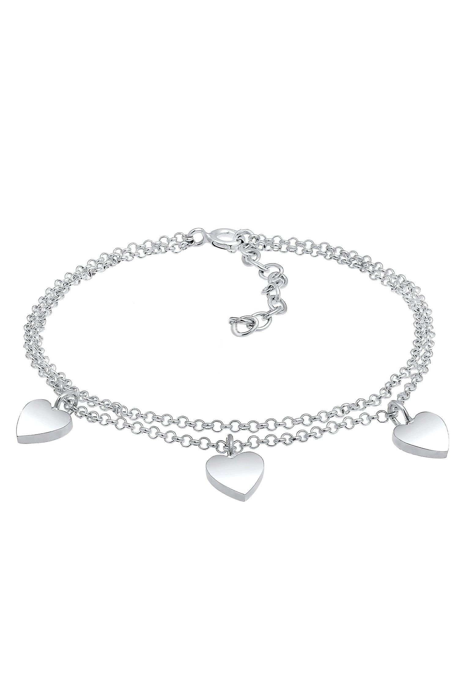 Armband Herz Symbol Love Trio Layer Erbskette Damen Silber 16cm von Elli