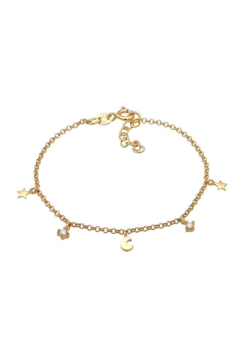 Armband Kinder Stern Mond Zirkonia Unisex Gold 14cm von Elli