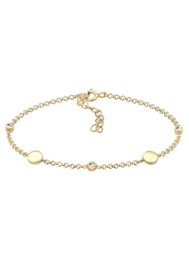 Armband Plättchen Kristalle Damen Gold 16cm von Elli