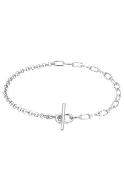 Armband T-bar Verschluss Ketten-mix Blogger Damen Silber 18cm von Elli