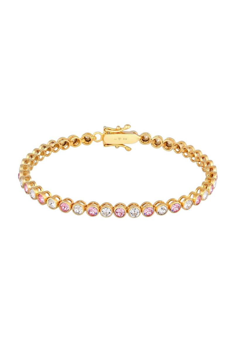 Armband Tennis-armband Kristalle Rose Damen Gold 16cm von Elli