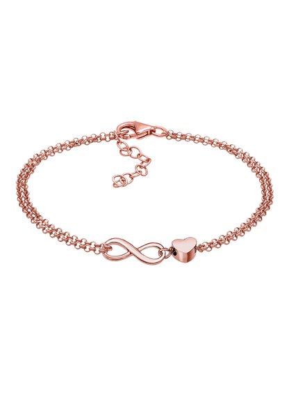 Armband Unendlichkeit Symbol Herz Damen Goldrosa 16cm von Elli