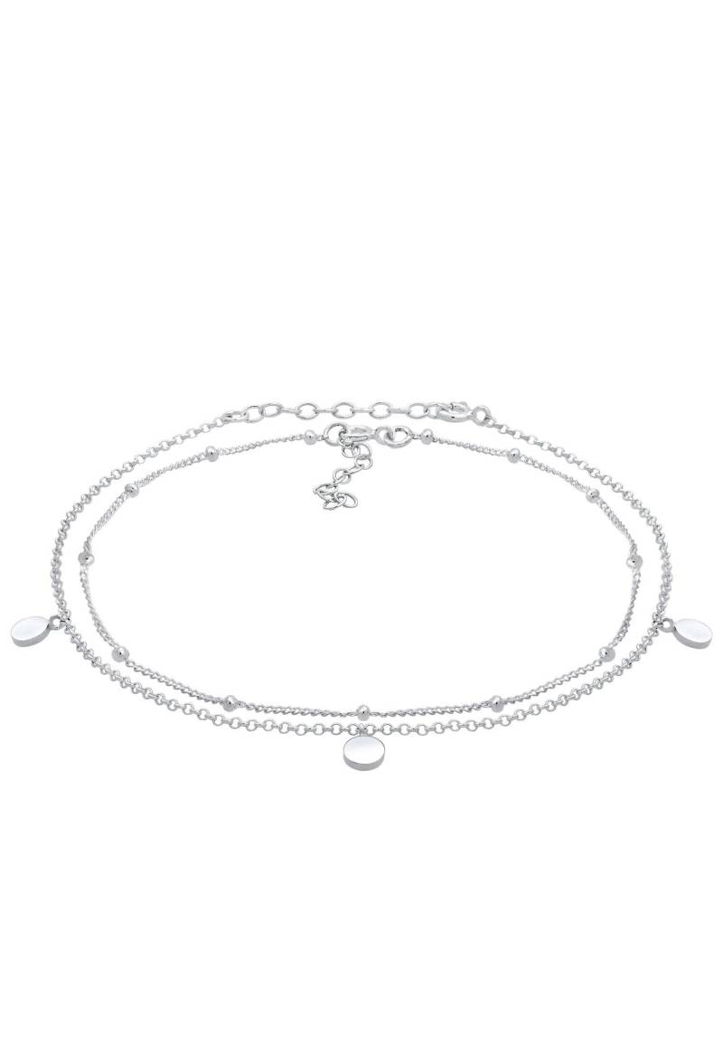 Elli - Fußschmuck 2Er Set Plättchen, 22cm, Silber von Elli