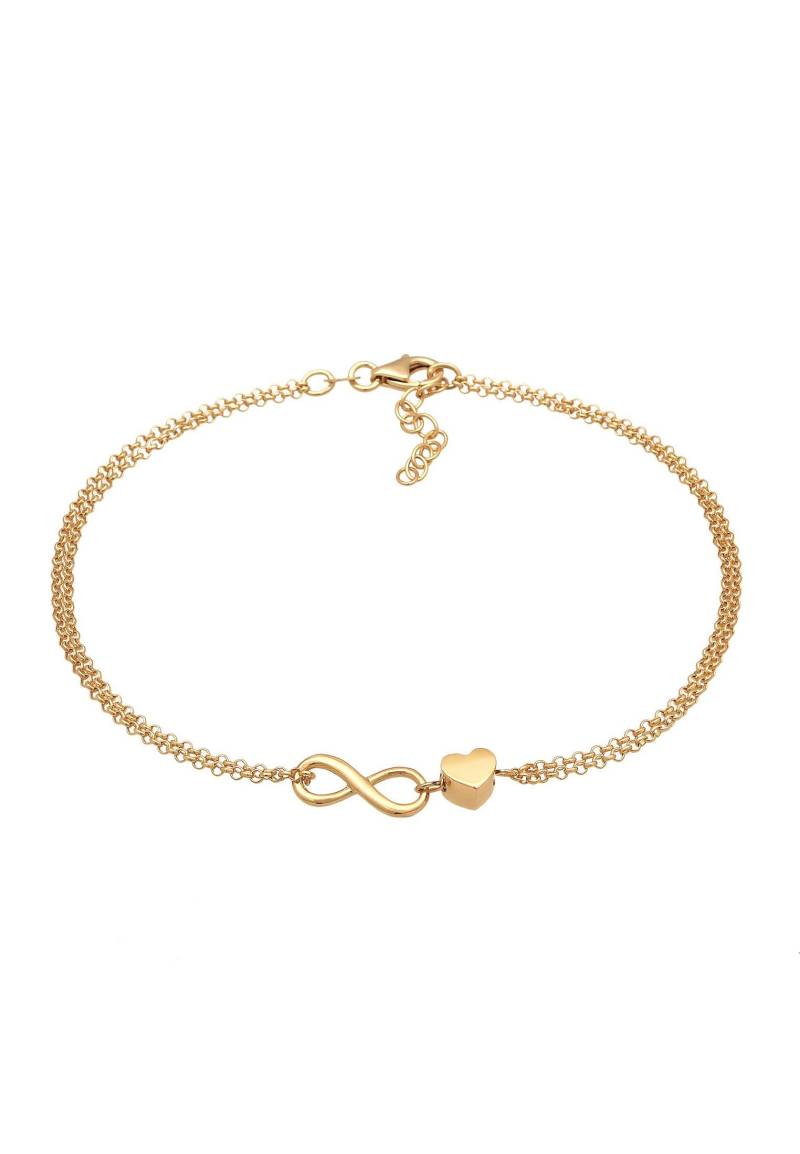 Fußschmuck Herz Liebe Unendlichkeit Infinity 925 Silber Unisex Gold 22cm von Elli