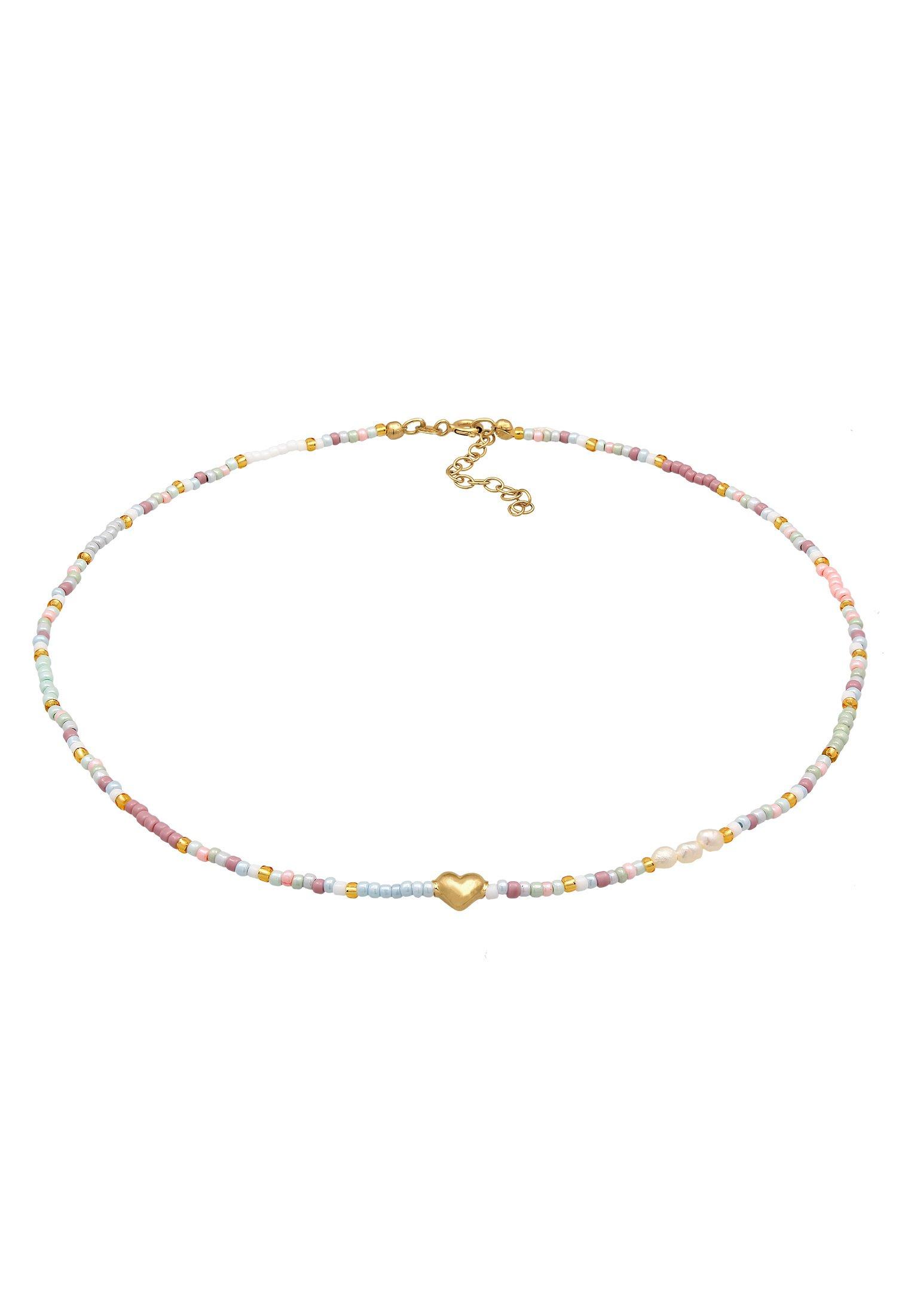 Halskette Choker Glas Beads Herz Damen Gold 36cm von Elli