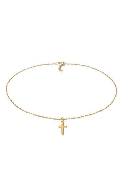 Halskette Choker Kreuz Gedreht Modern Damen Gold 36cm von Elli