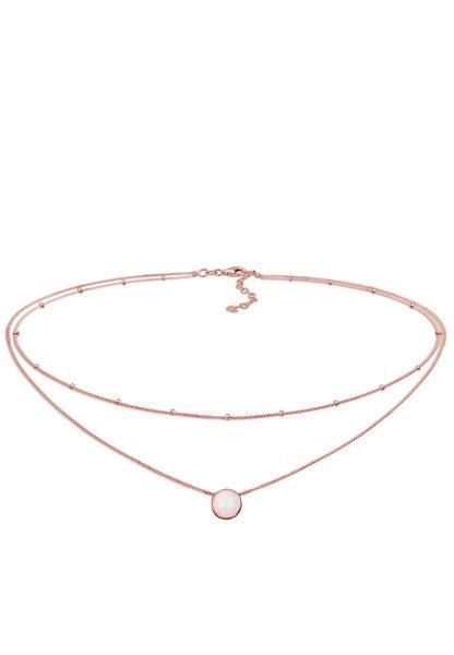 Halskette Choker Layer Opal Damen Goldrosa 36cm von Elli