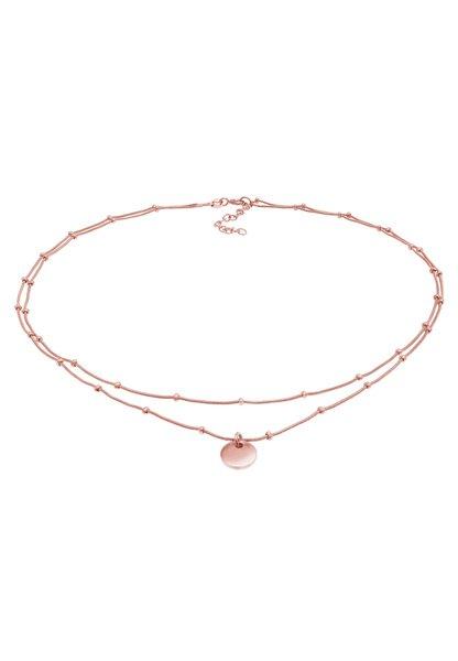 Halskette Choker Layer Plättchen Damen Goldrosa 36cm von Elli