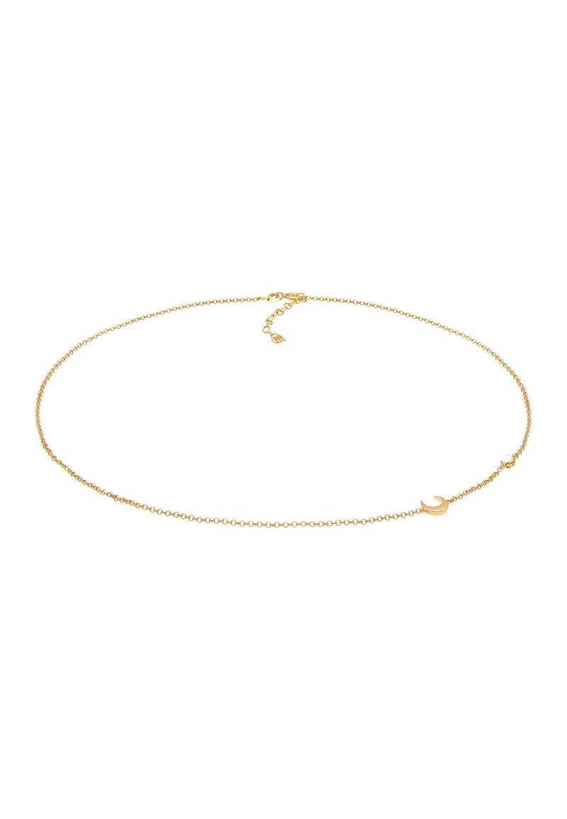 Halskette Choker Mondstein Damen Gold 40cm von Elli