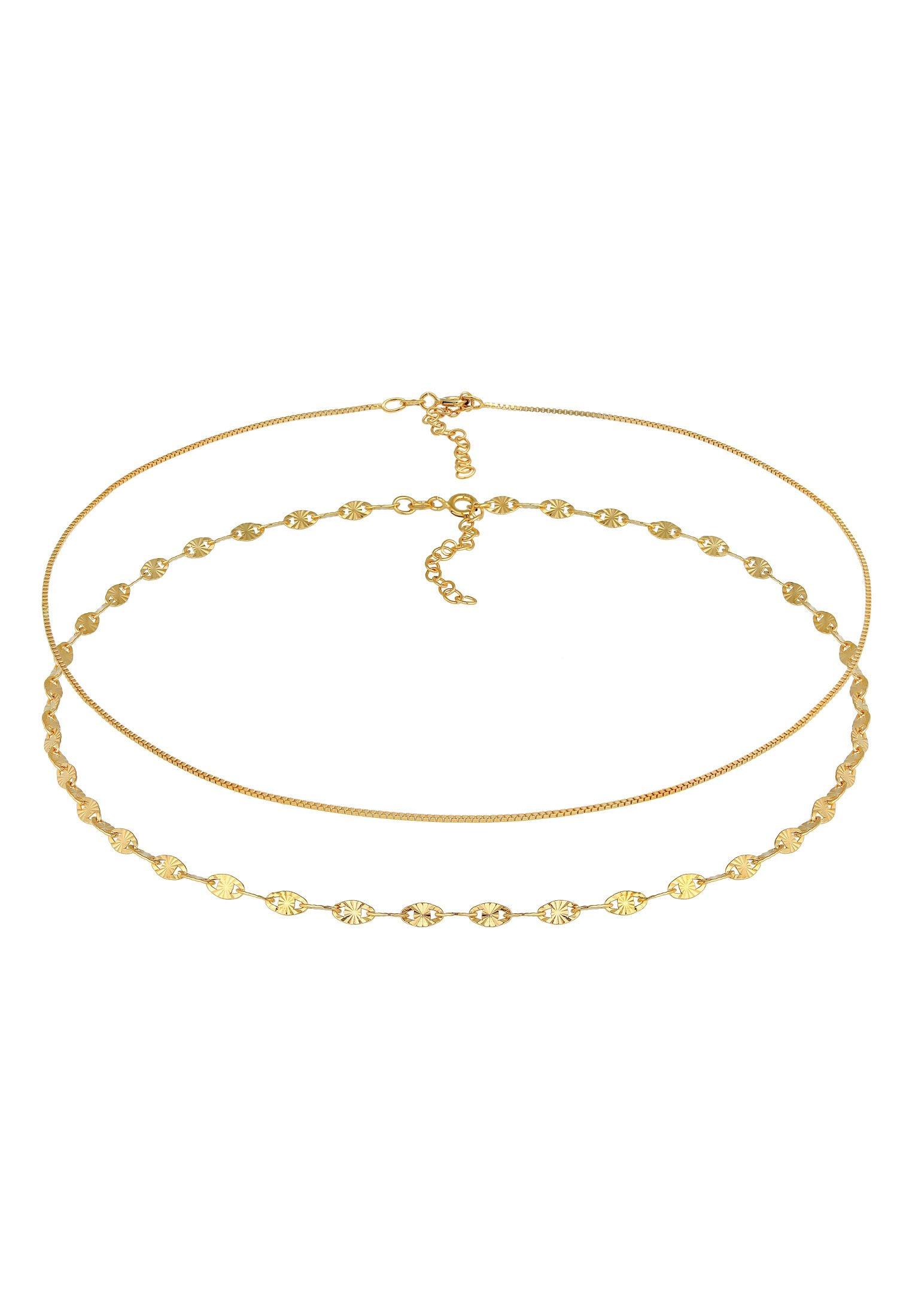 Halskette Choker Venezianer Plättchen 2er Set Damen Gold 36cm von Elli