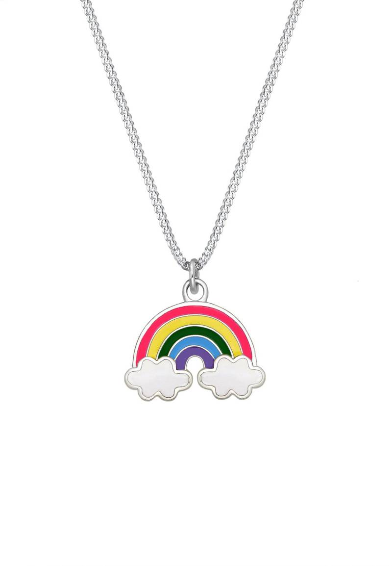 Elli - Halskette Kinder Regenbogen Wolke Emaille Happy, 36cm, Silber von Elli