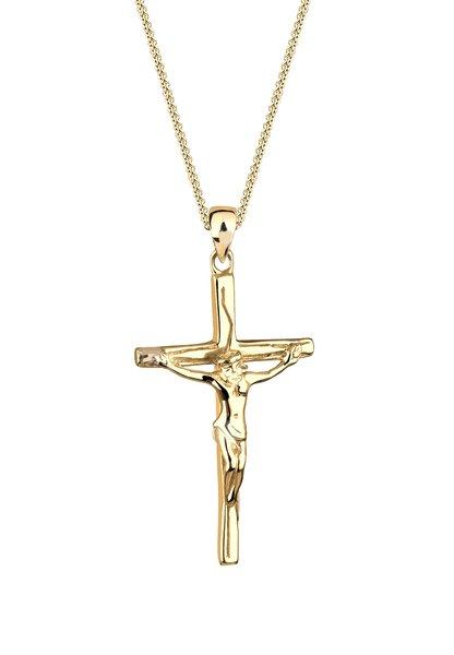 Halskette Kreuz Jesus Konfirmation Kommunion Damen Gold 45cm von Elli