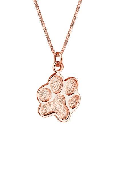 Halskette Pfote Symbol Hund Katze Damen Goldrosa 45cm von Elli