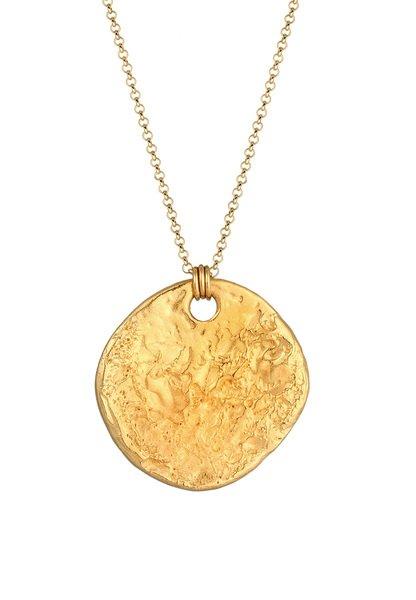 Halskette Plättchen Disc Organic Look Damen Gold 70 CM von Elli