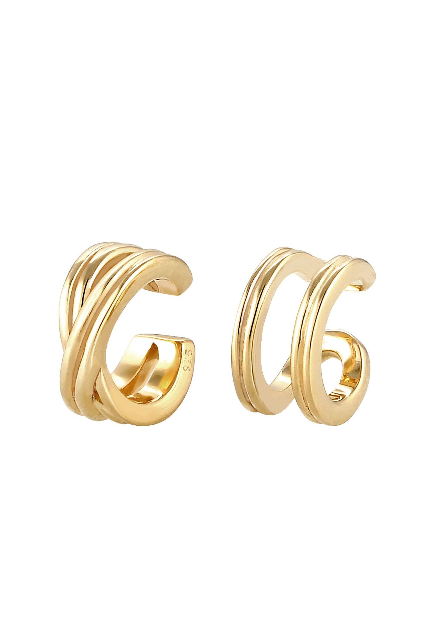 Ohrringe Basic Set Earcuff Klemme Minimal Damen Gold ONE SIZE von Elli