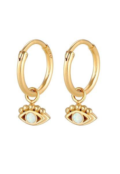 Ohrringe Creolen Hänger Evil Eye Synth. Opal Damen Gold ONE SIZE von Elli