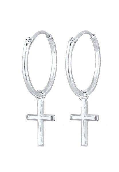 Ohrringe Creolen Kreuz Damen Silber ONE SIZE von Elli