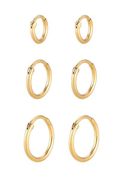 Ohrringe Creolen Set Trio Basic Must-have Trend Damen Gold ONE SIZE von Elli