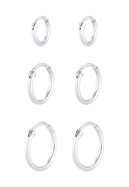 Ohrringe Creolen Set Trio Basic Must-have Trend Damen Silber ONE SIZE von Elli