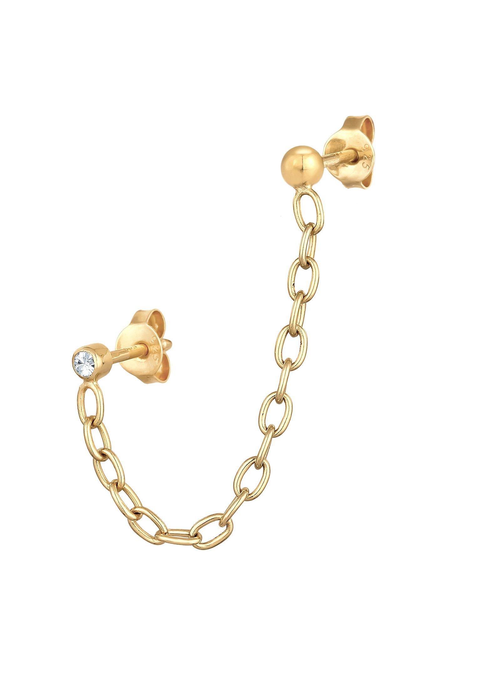 Elli - Ohrringe Kette Piercing Kristall, One Size, Gold von Elli