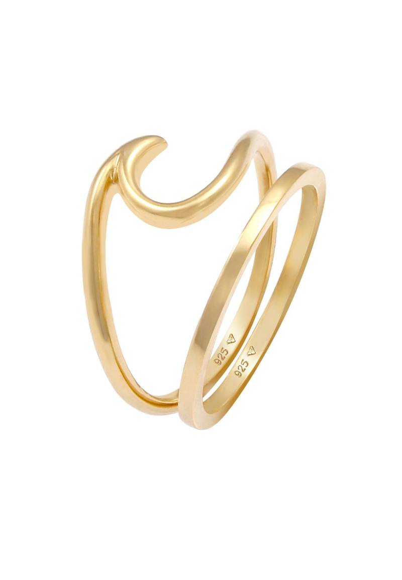 Ring 2er Set Basic Welle Damen Gold 54mm von Elli