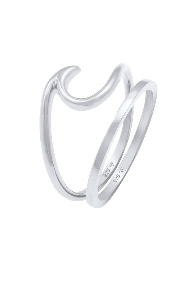 Ring 2er Set Basic Welle Damen Silber 54mm von Elli