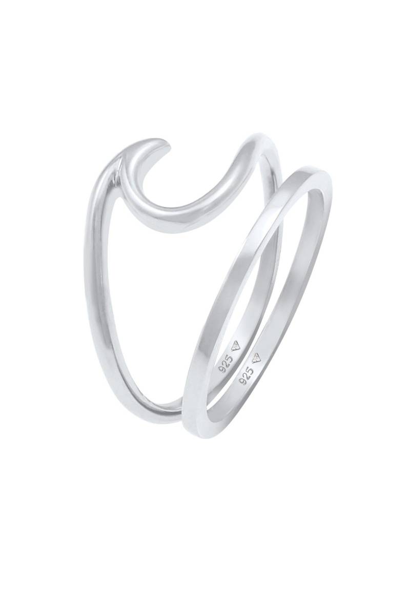 Ring 2er Set Basic Welle Damen Silber 58mm von Elli