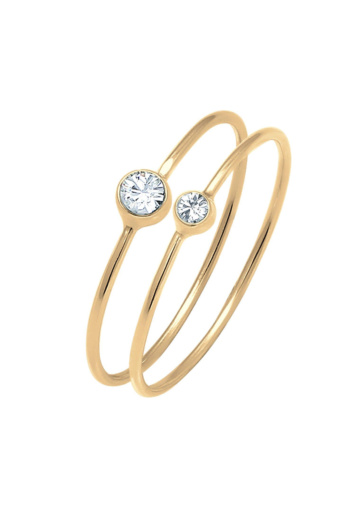 Ring 2er Set Kristalle Damen Gold 42mm von Elli