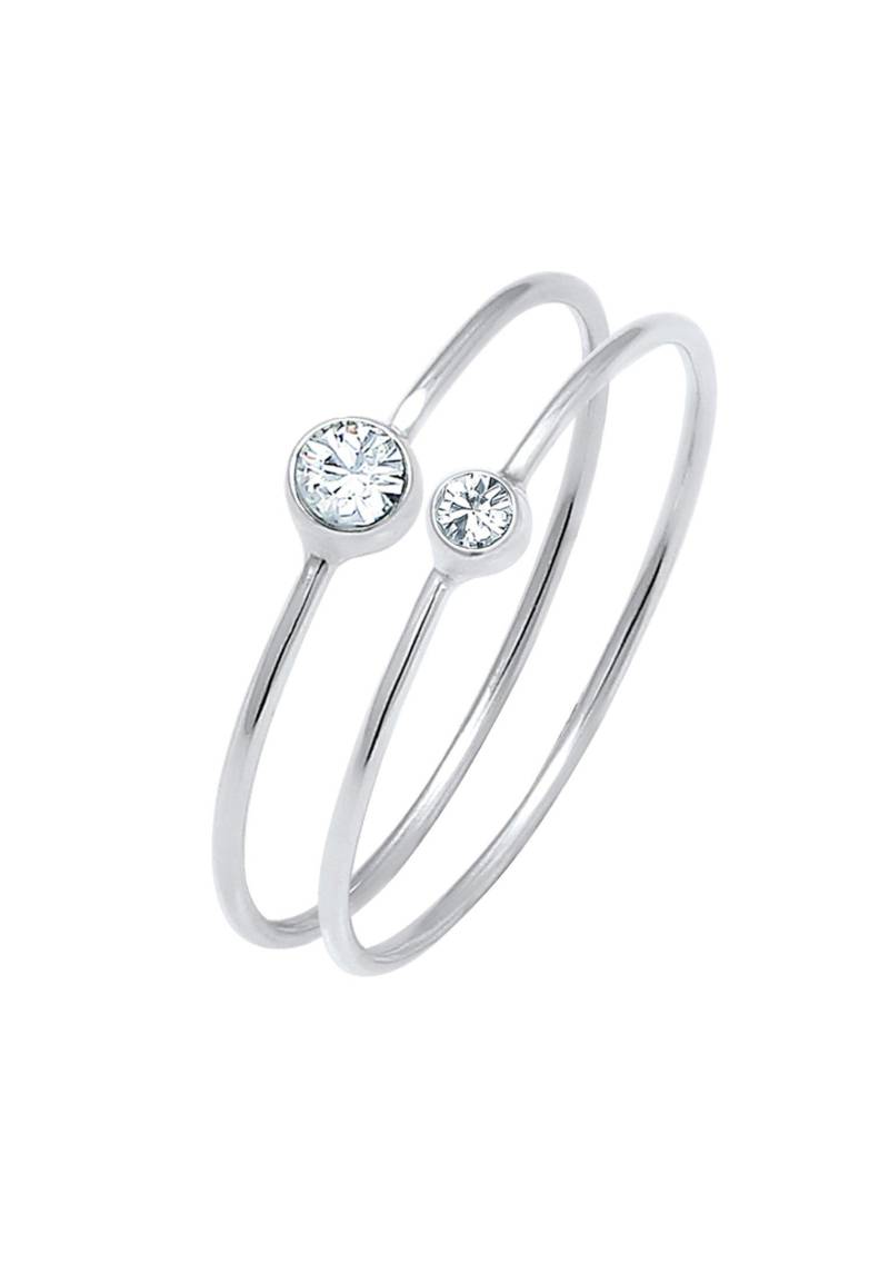 Ring 2er Set Kristalle Damen Silber 44mm von Elli