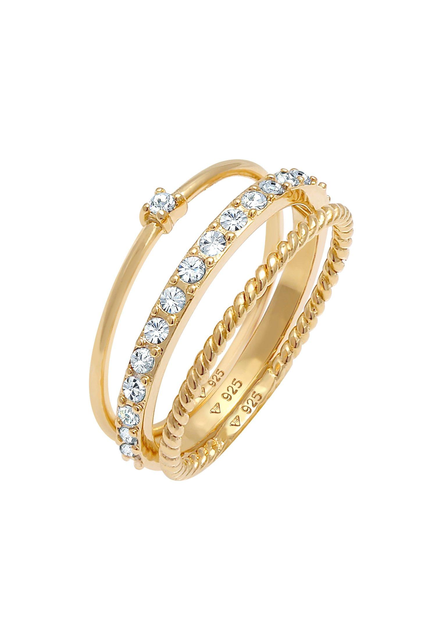 Ring 3er Set Kristalle Damen Gold 56mm von Elli