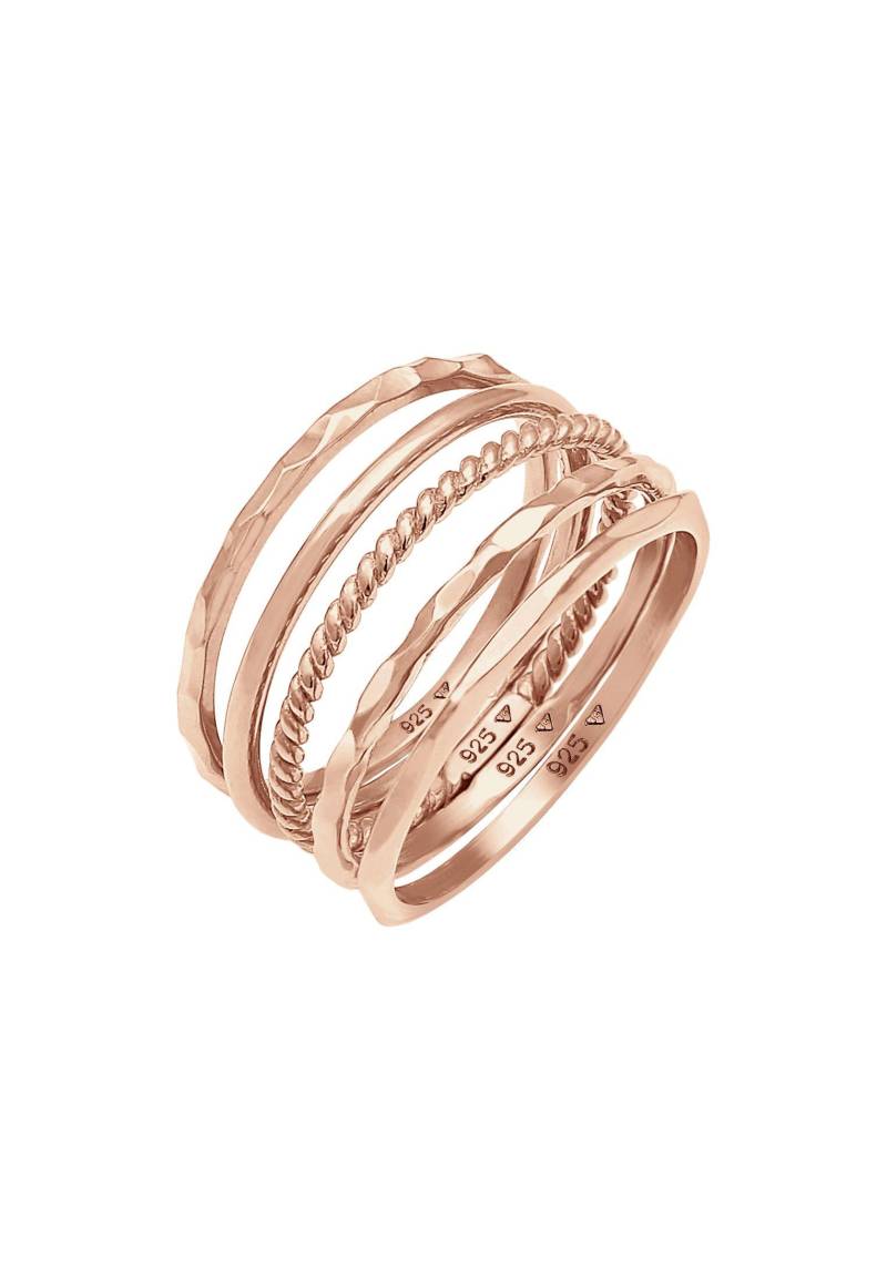 Ring 5er Set Basic Damen Goldrosa 58mm von Elli