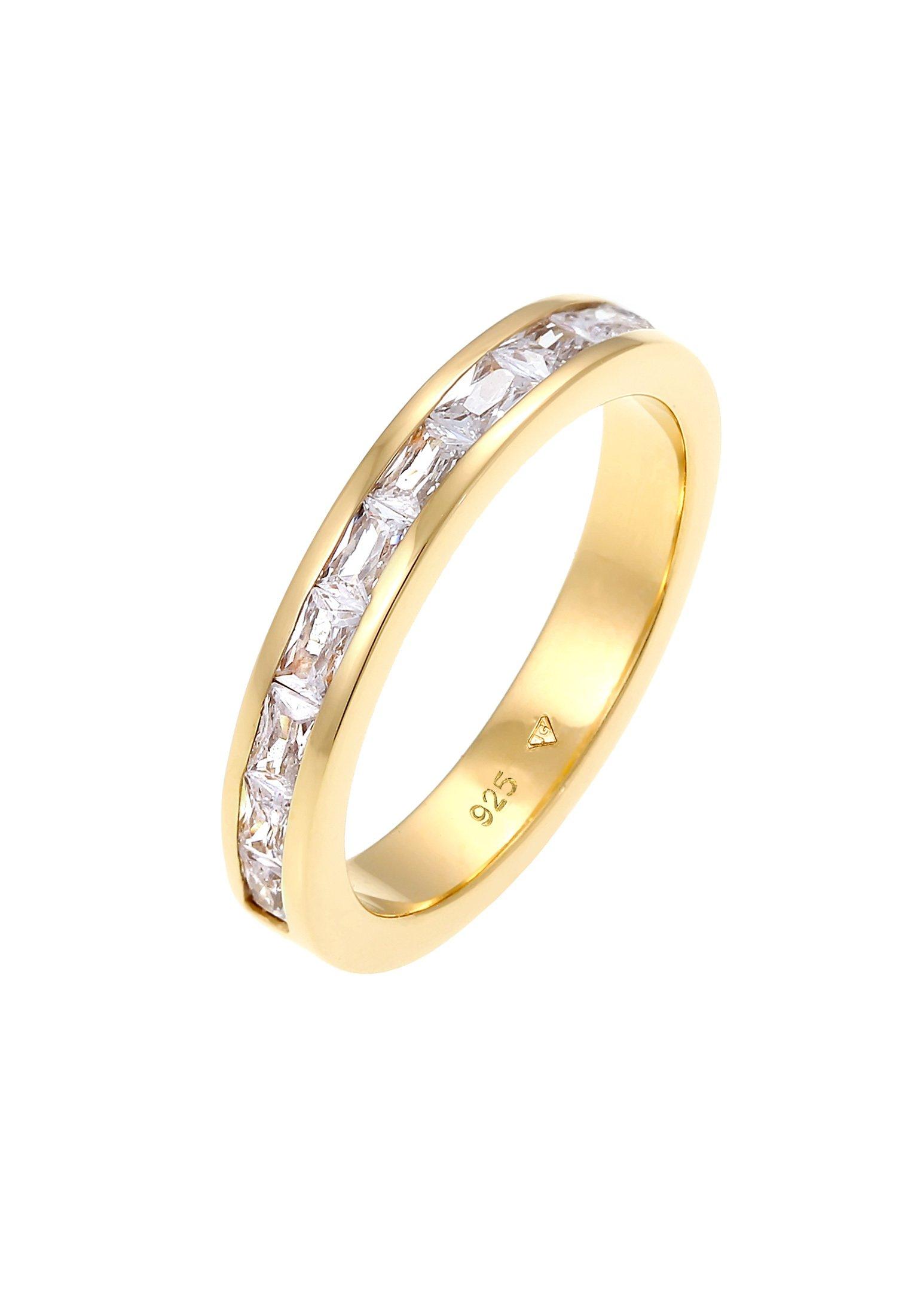 Ring Bandring Baguette Zirkonia Kristalle Damen Gold 52mm von Elli