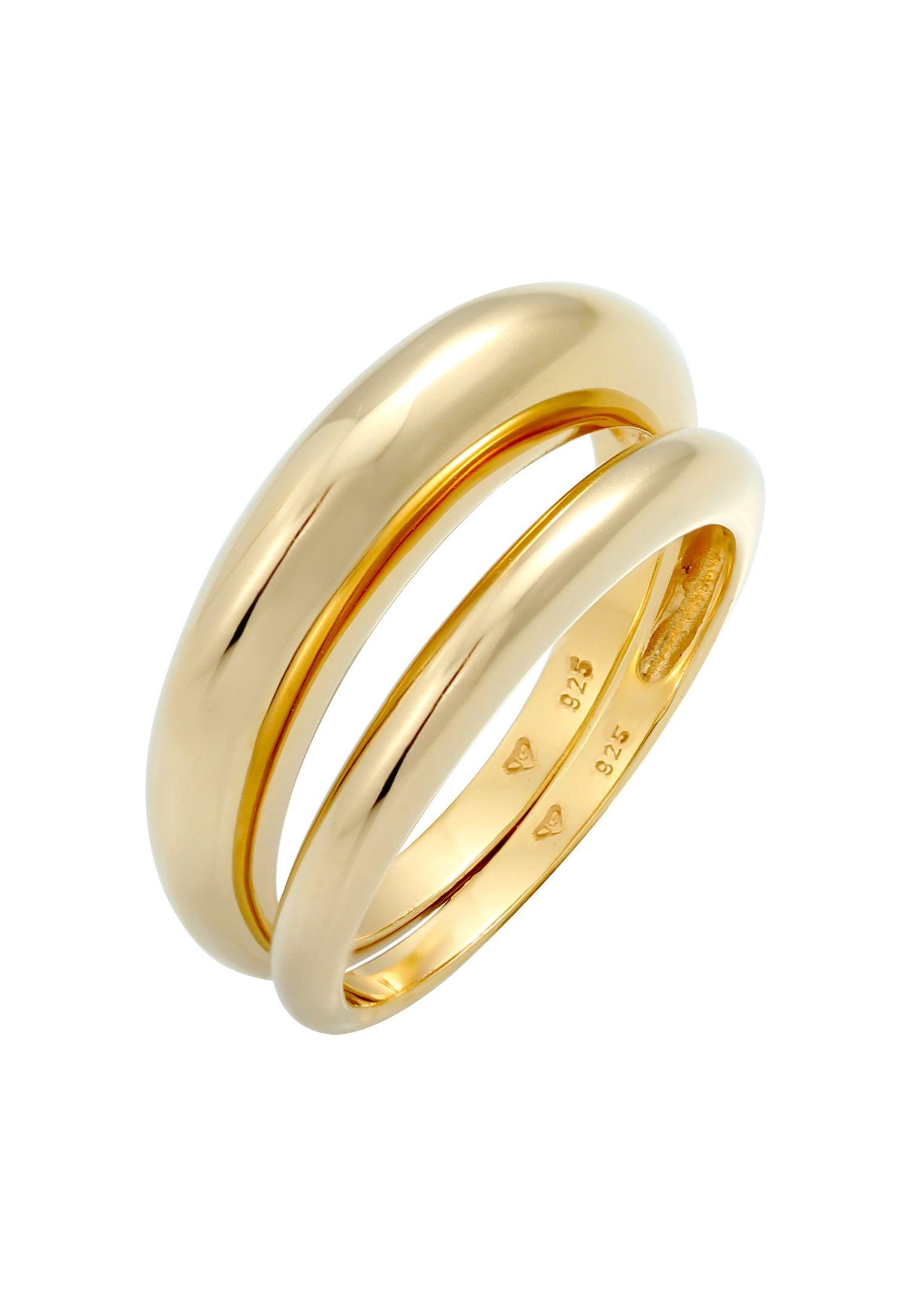 Ring Bandring Basic Klares Design 2er Set Damen Gold 52mm von Elli