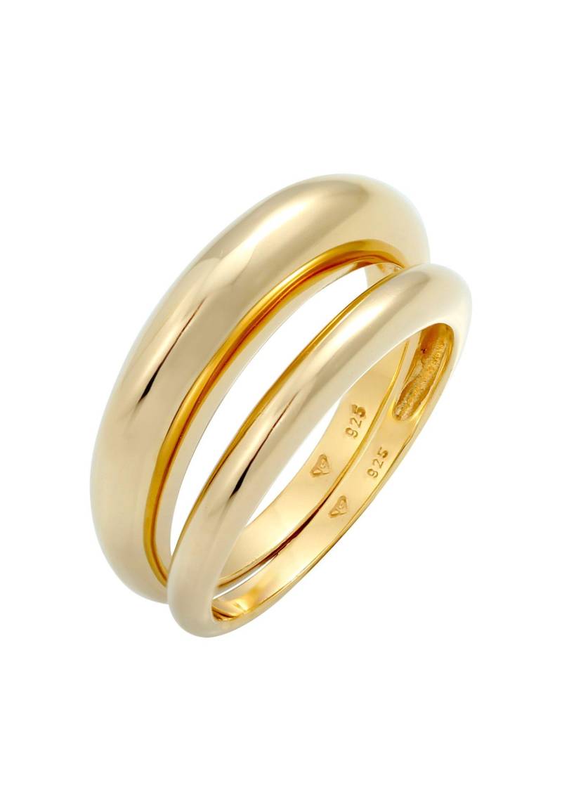 Ring Bandring Basic Klares Design 2er Set Damen Gold 54mm von Elli